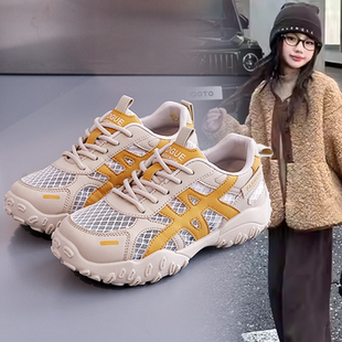 女童2026春秋新款网面拼色阿甘鞋中大童女款小众百搭洋气运动鞋子
