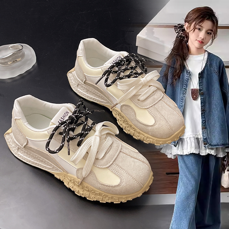 女款小众潮款个性穿搭运动阿甘鞋中大童2026春秋新款软底休闲鞋女