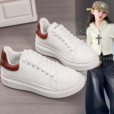 女款韩版简约风拼色板鞋中大童女孩2026春秋新款百搭潮款小白鞋女
