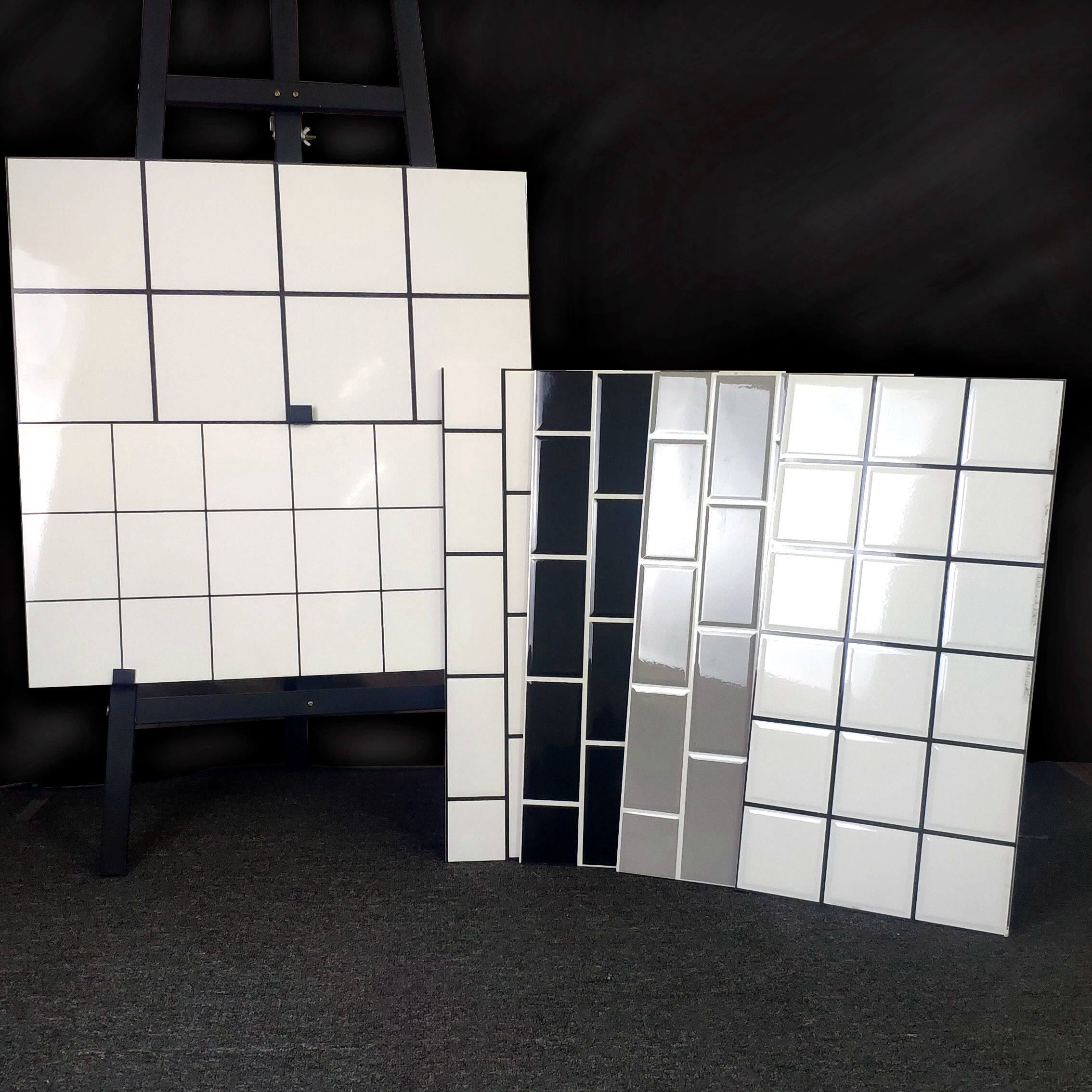 北欧黑白格子面包砖300X600厨房卫生间亮光墙砖浴室阳台哑光瓷砖