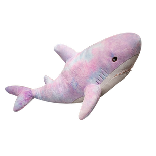 幻彩色大鲨鱼公仔抱枕女生布娃娃毛绒玩具女孩玩偶床上睡觉抱长条