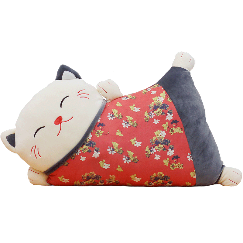 可爱招财猫抱枕公仔小猫咪靠垫沙发毛绒玩具睡觉布娃娃猫玩偶女孩
