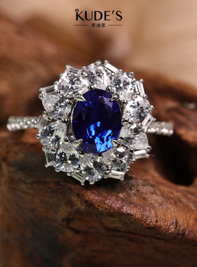 1.4ct培育蓝宝石戒指原创设计