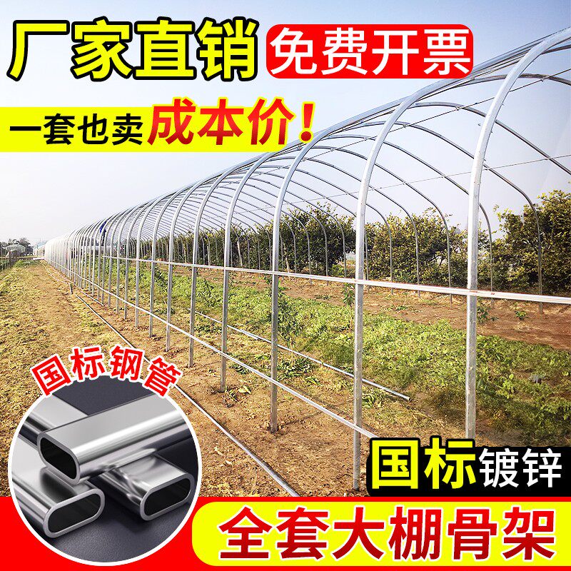 温室棚全套养殖管大棚镀锌骨架暖棚椭圆定制草莓保温种植蔬菜钢管
