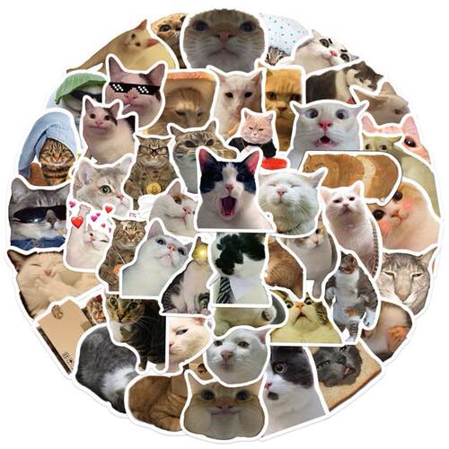 50/100pcs Cute Dog Cat MEME Funny Animals Stickers Aesthetic