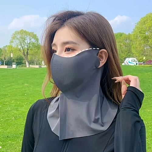 Solid Color Ice Silk Face Mask, Versatile for Outdoor Sports