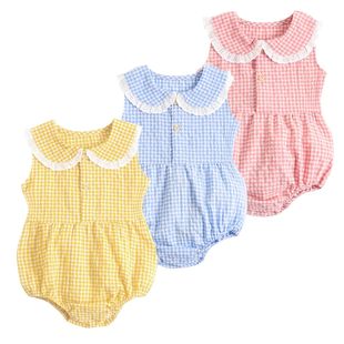 Sanlutoz Summer Cotton Baby Bodysuit Newborn Cute Plaid Clot