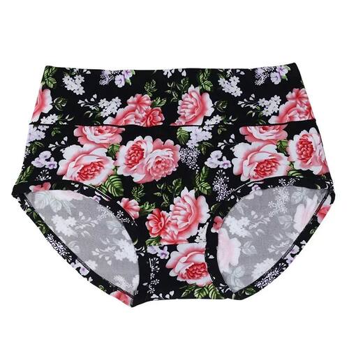 Plus Size Floral Panties Women High Waist Underwear Plus Siz