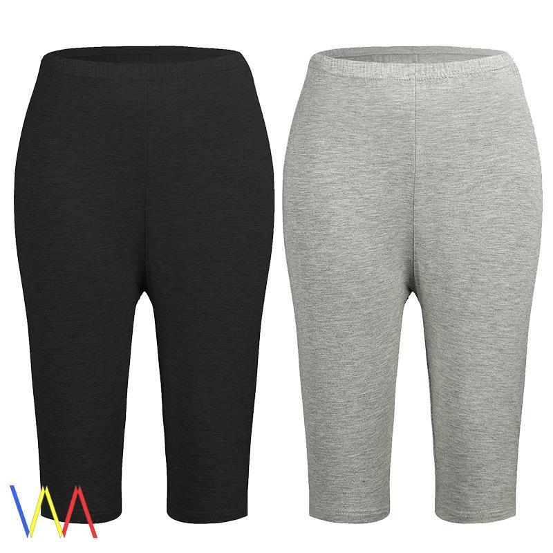 Plus Size Cotton Leggings Shorts Women Black Fitness Summer