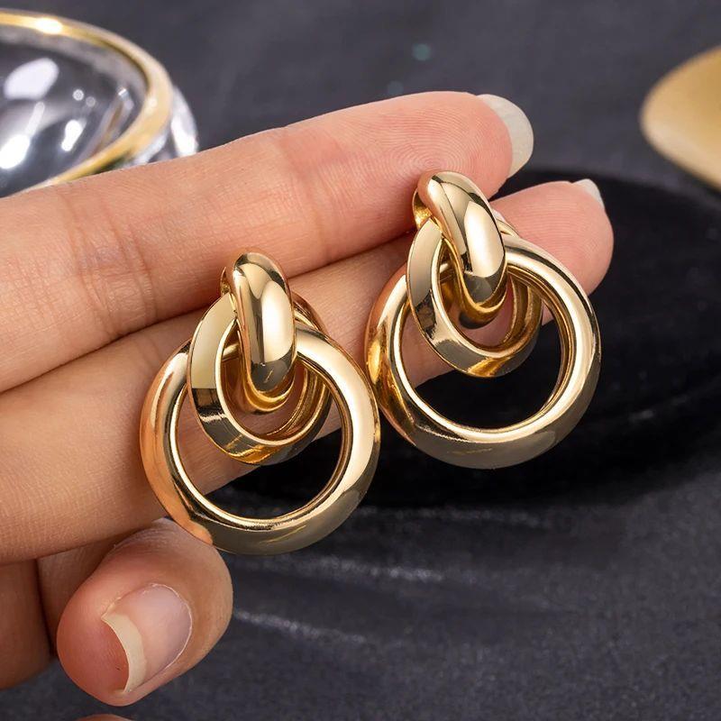 Womens Earrings Gold Plating Unusual Hoop Earrings for