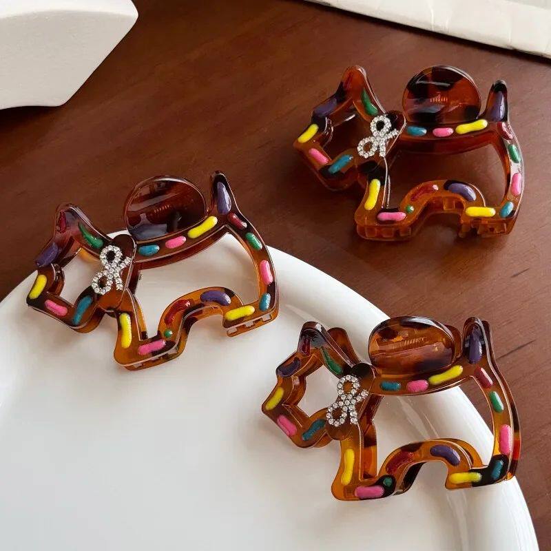 2Pcs Fun Cartoon Puppy Acetic Acid Scratch Clip Tortoiseshel