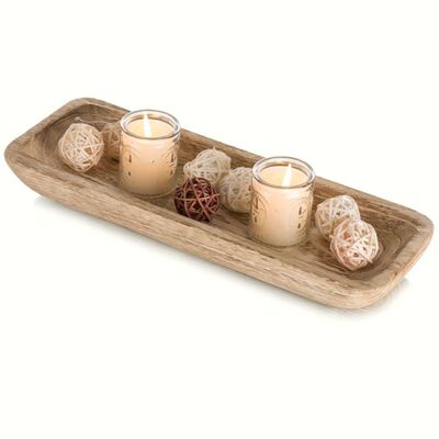Wooden Dough Bowl Oval Display Tray Candle Aromatherapy Stor