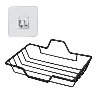 No Drill Black Stainless Steel Soap Dish Holder Wall Mount f
