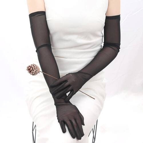 Sexy Lace Thin Elasticity Tulle Mesh Breathable Long Gloves