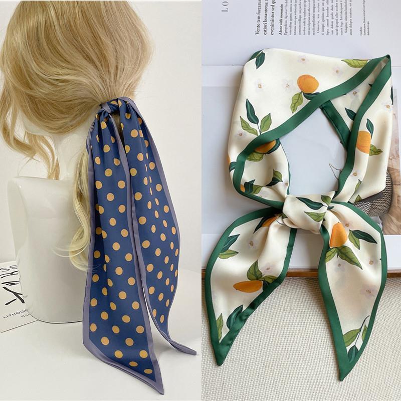 2022 Women Silk Satin Hair Band Scarf Skinny Neck Tie Fashio
