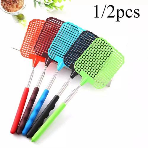 1/2pcsMini Retractable Plastic Fly Swatter; Stainless Steel