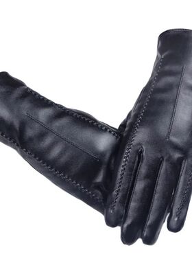 Winter PU Leather Gloves Women Black Touch Screen Driving Gl