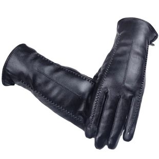 Winter PU Leather Gloves Women Black Touch Screen Driving Gl