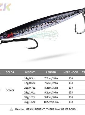 路亚铁板饵 3D快抽海钓专用带钩船钓飘落鲅鱼钩 远投速沉铁板铅m9