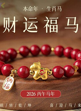 2026马年本命年手链女款红色朱砂手串生肖马好运佩戴物手饰女礼m4