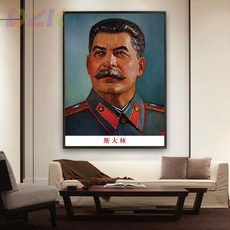 斯大林画像斯大林老年大厅装饰画外国名人领导墙画铝合金框壁挂m1