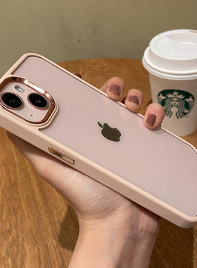 新款粉色适用苹果13手机壳透明iphone13pro硅胶13promax高档金属防摔ipone13全包保护套13max女款por网红超薄