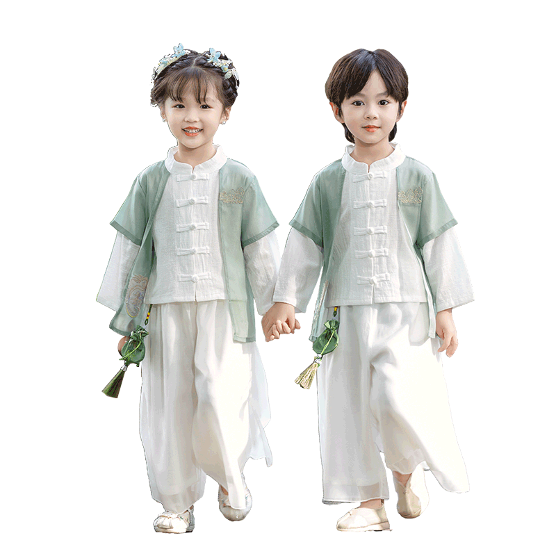 儿童汉服男童春秋古装女童新中式国风唐装亲子装小学生班服演出服