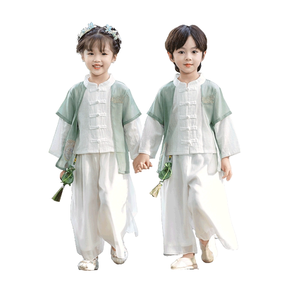 儿童唐装男童春秋古装女童新中式国风汉服小学生班服幼儿园演出服