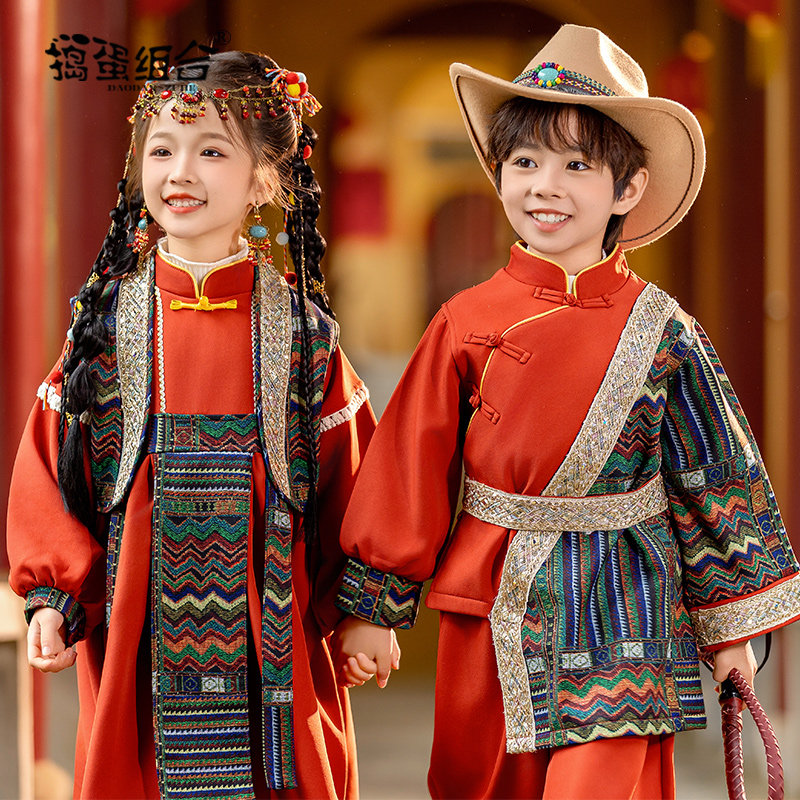 男童汉服秋冬加绒少数民族服装傣族异域风情中式唐装亲子装演出服,童装/婴儿装/亲子装,儿童演出服,淘宝优惠券,粉丝福利购,淘宝优惠卷