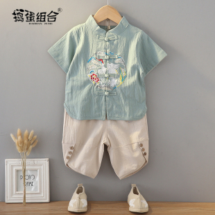 男童夏季中国风改良古装男宝宝周岁男孩民族服装儿童