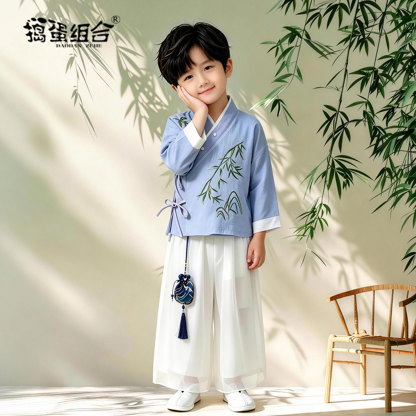 男童汉服秋季新中式小少爷国风古装明制改良套装幼儿园中秋表演服图片