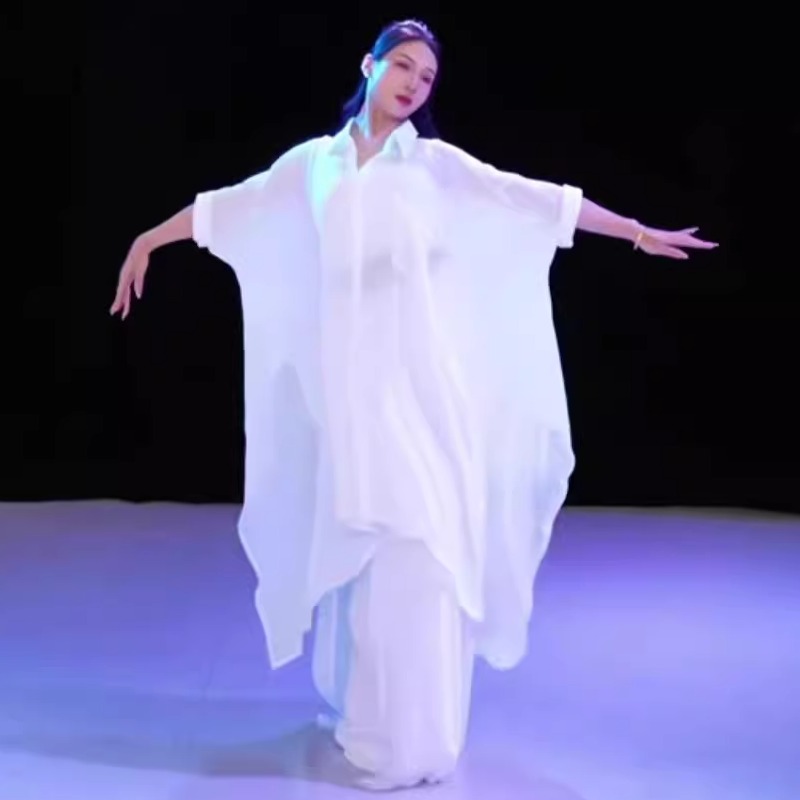【世界赠予我的服装】夏辉同款现代舞演出服飘逸纱衣宽松古典舞服