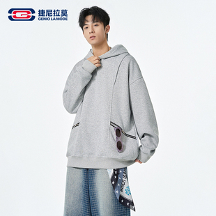 【敖瑞鹏代言】Geniolamode针织卫衣春季男女款拉链装饰宽松上衣