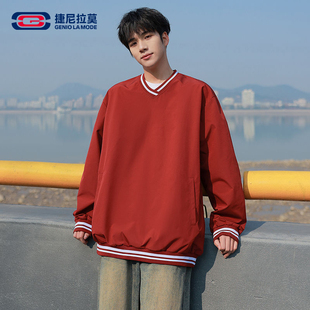 【敖瑞鹏代言】Geniolamode圆领卫衣时尚春秋新款条纹装饰套头衫