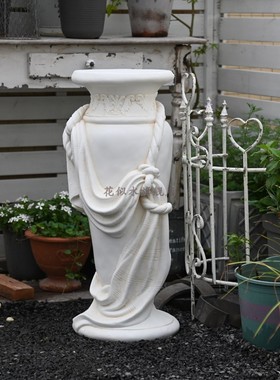 欧式覆古罗马柱花盆摆件底座花架雕塑彷古户外柱子法式彷石膏花园