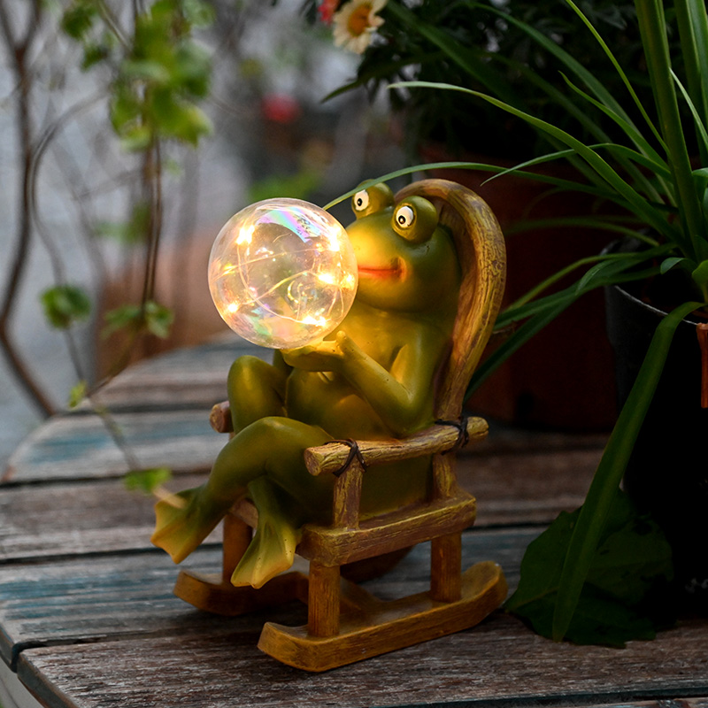 创意卡通青蛙太阳能灯摆件