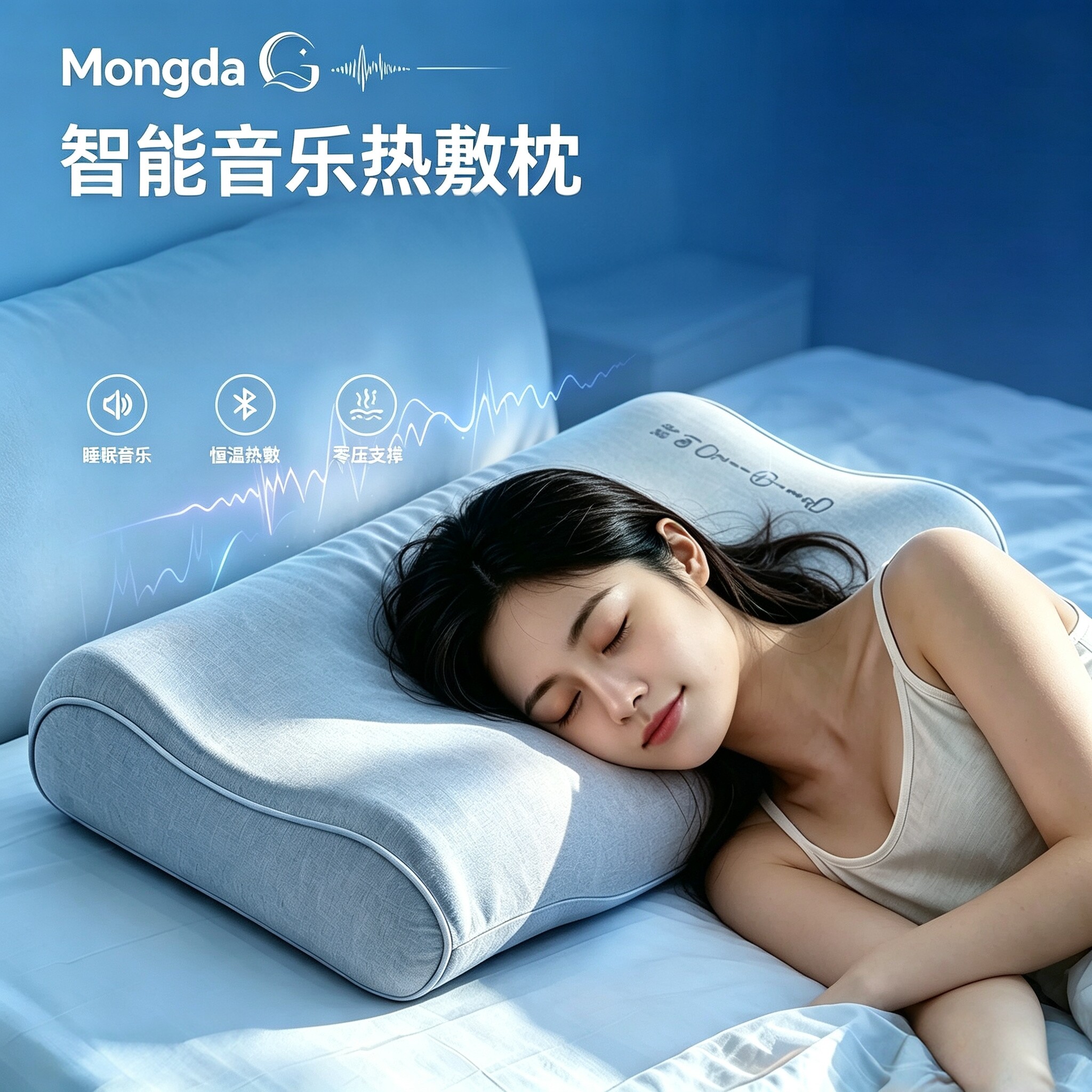 Mongda蓝牙音乐助眠护颈热敷枕图片