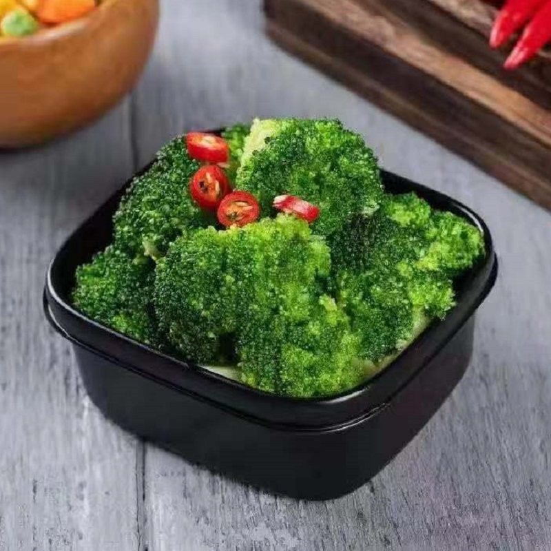 一次性汤盒小菜碗甜点包装带盖方形外卖商用饭盒黑白色塑料打包盒