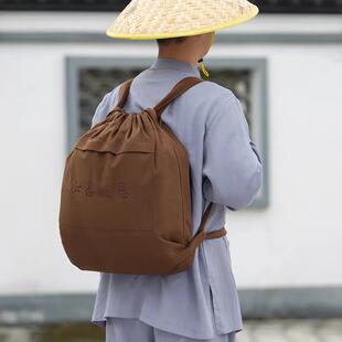 新款朝山进香双肩背包帆布罗汉袋僧人居士大背包旅游僧包僧袋双肩