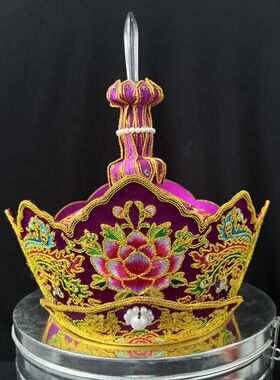 新款毗卢帽高档刺绣法师五佛帽唐僧手工僧帽用品佛帽卢帽五佛冠铁