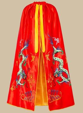 新款寺庙财神佛像装饰披风关公佛衣佛袍双龙刺绣披肩黑色斗篷仙家