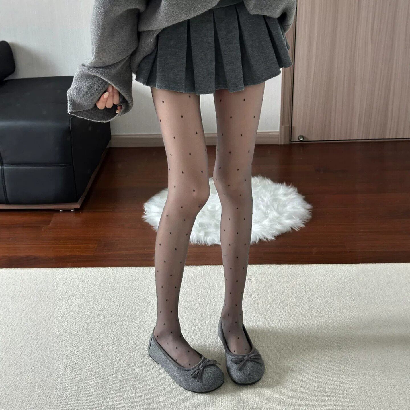夏季显瘦不紧绷波点连裤袜