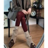 菱格打底袜太jue辣 酒红色菱形格镂空连裤 袜显瘦棉质外穿打底袜