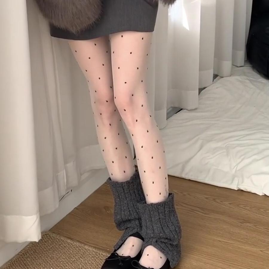 春夏miu系波点袜潮流高端