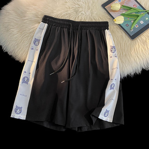 夏季原创设计小学生猫咪印花冰丝休闲短裤男女货号DK1611-P35，男装牛仔裤，星座1015-2