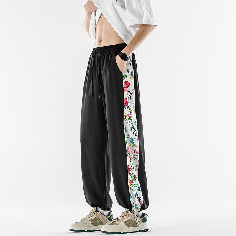 1015-2货号WK515-P40原创拼接印花休闲宽松冰丝裤男女控58，男装休闲裤，星座1015-2