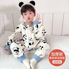 婴儿宝宝连体睡衣春秋季加绒加厚法兰绒分腿睡袋男女童春款家居服