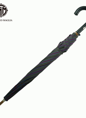 Francesco Maglia意大利手工雨伞FM长柄伞编织皮92玛洋伞现货