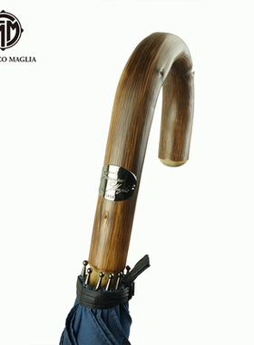 Francesco Maglia意大利手工雨伞FM长柄96抛光栗木双色玛洋伞现货
