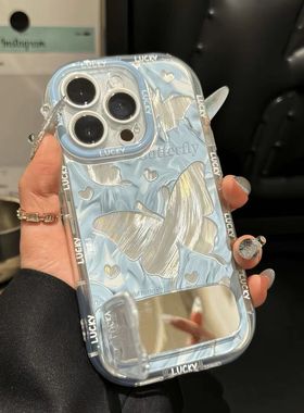 蓝色蝴蝶适用华为pura70手机壳mate70pro新款nova13/12/11/10/9小清新荣耀300/200/100/90/80女p60/p40/p50